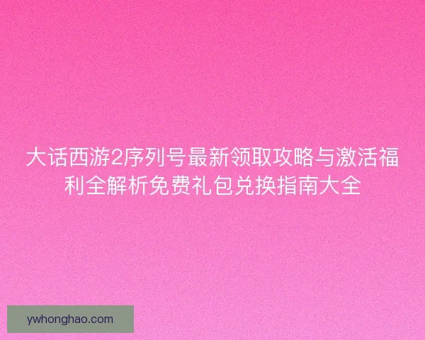 大话西游2序列号最新领取攻略与激活福利全解析免费礼包兑换指南大全