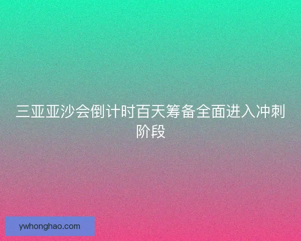 三亚亚沙会倒计时百天筹备全面进入冲刺阶段